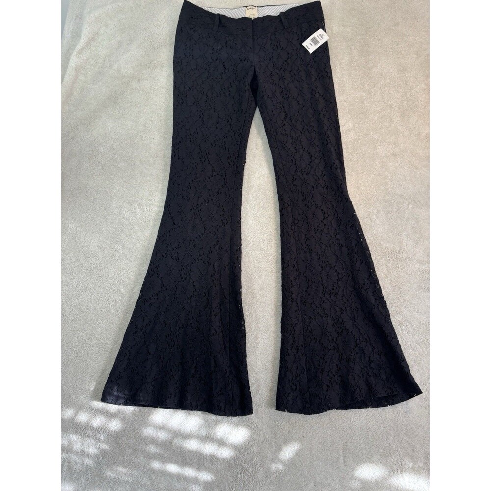 GWEN Black Lace Low Rise Women's Flare Leg Size 8 Pants NEW Zipper Stylish